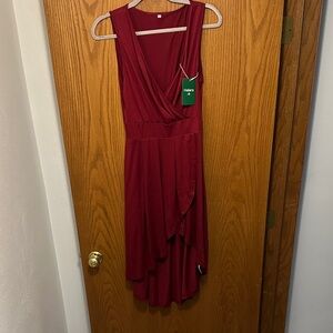 HALARA Women's Burgundy High Low Dress